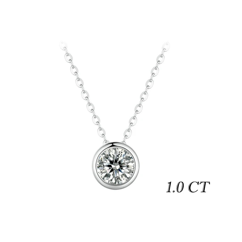 1 Carat Bezel Moissanite Necklace – 925 Sterling Silver