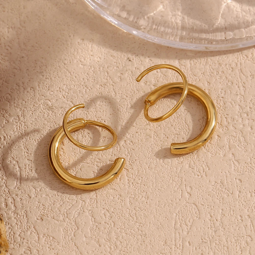 18K Gold Plated Double Layer Hoop Earrings