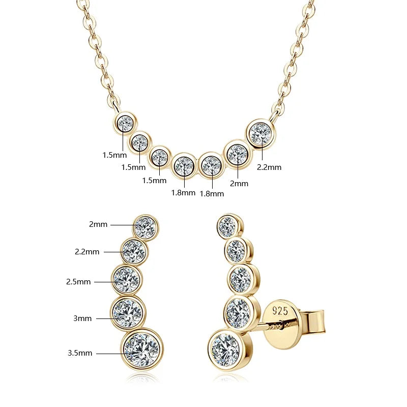 Bezel Moissanite Earring and Necklace Set