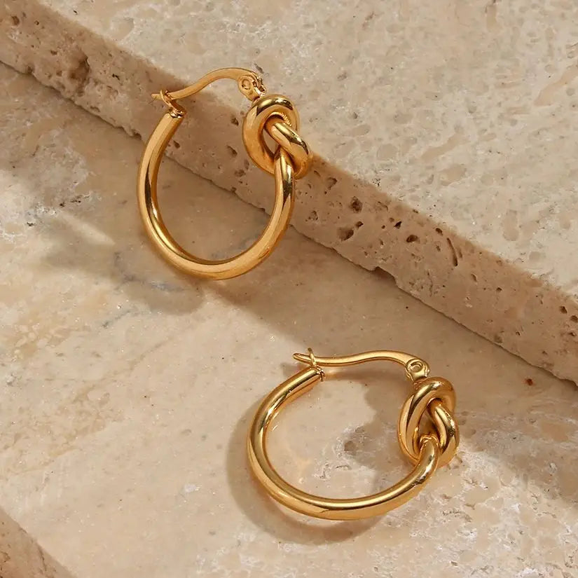 18K Gold Plated Knot Hoop Earring