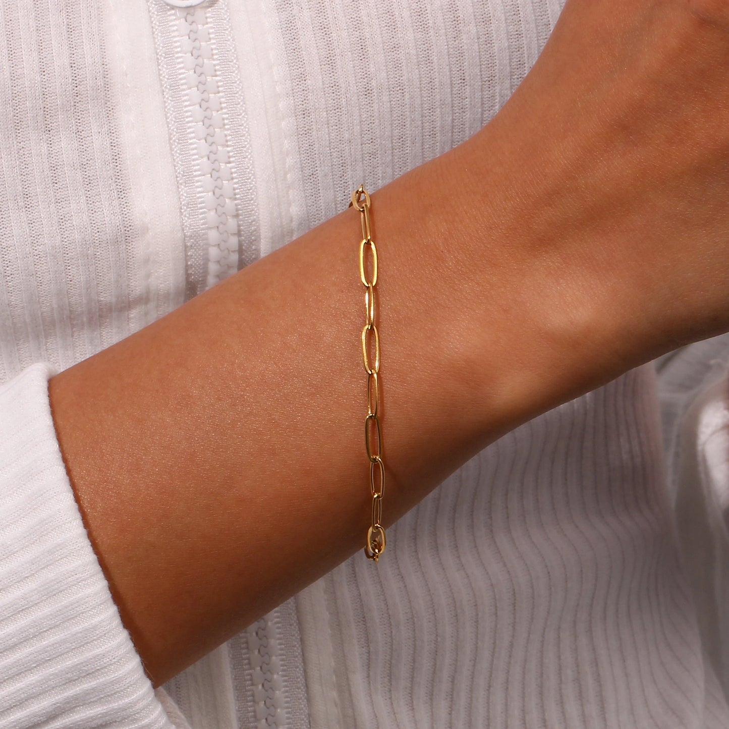 18K Gold Plated Paper Clip Chain Necklaces and Bracelet