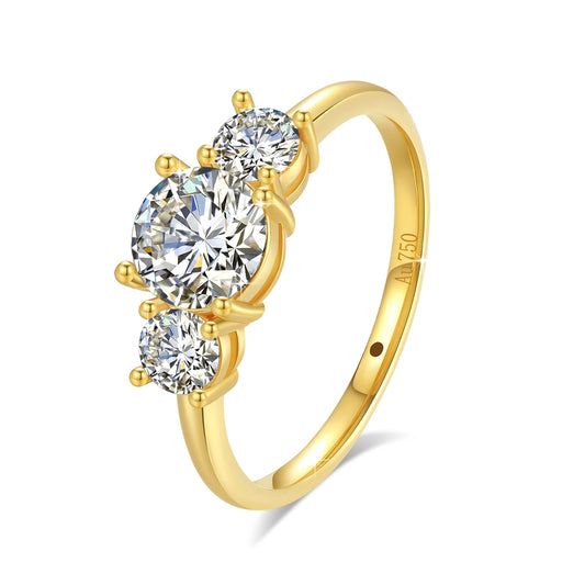 3 Stone Moissanite Ring -18k Gold