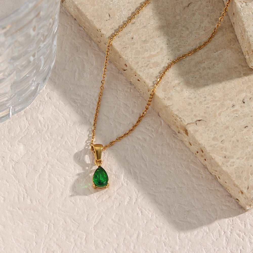 Gold Plated Crystal Pendant Necklace