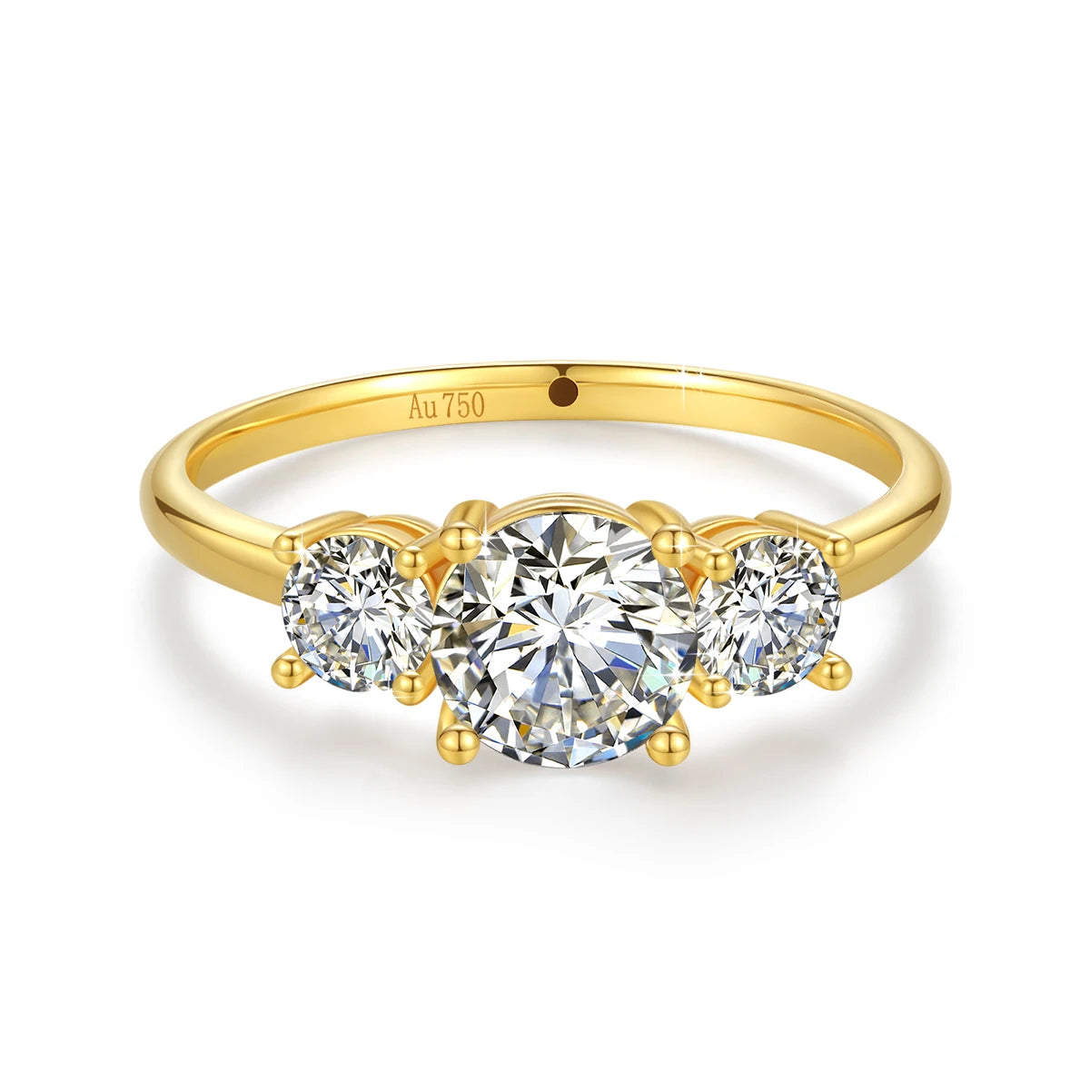 3 Stone Moissanite Ring -18k Gold