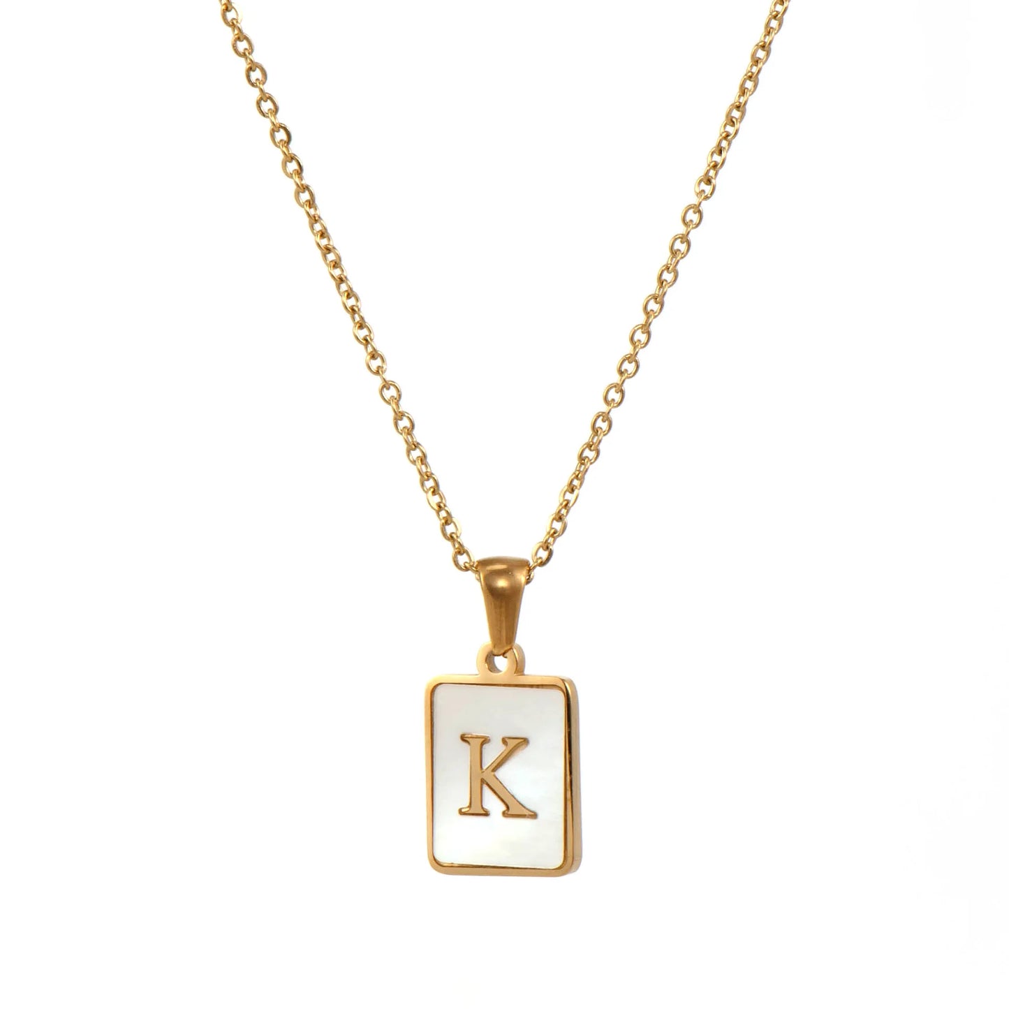 Mother of Pearl Shell and Gold Plated Initial Necklace