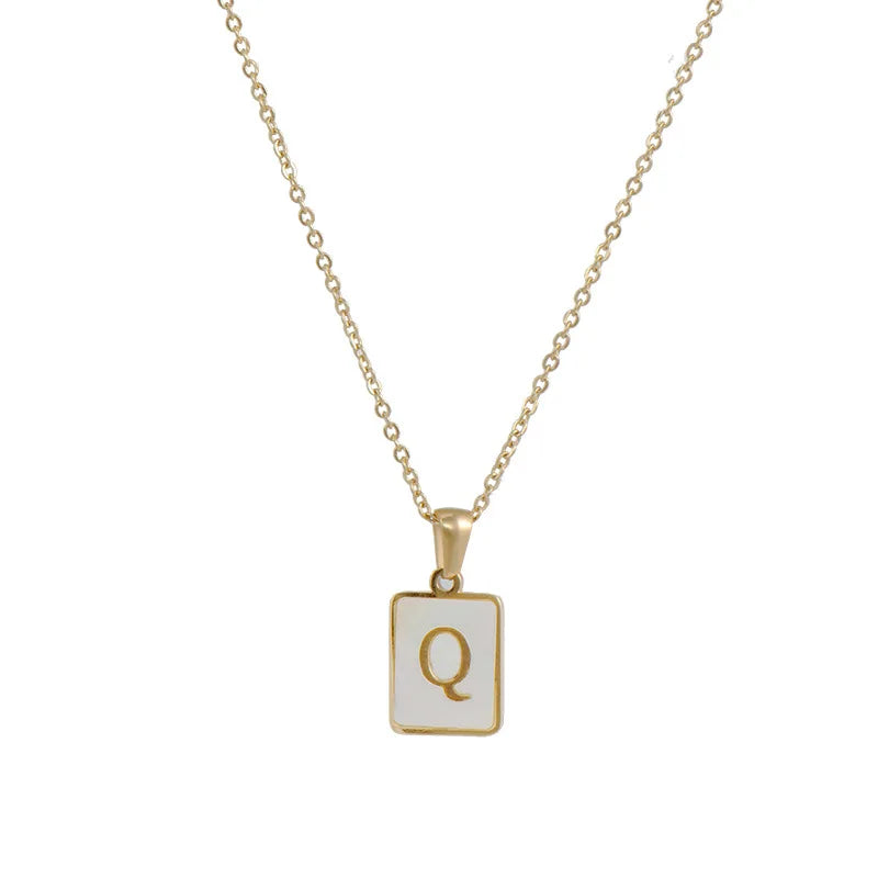 Mother of Pearl Shell and Gold Plated Initial Necklace