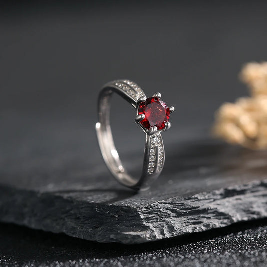 1Ct Natural Garnet Ring