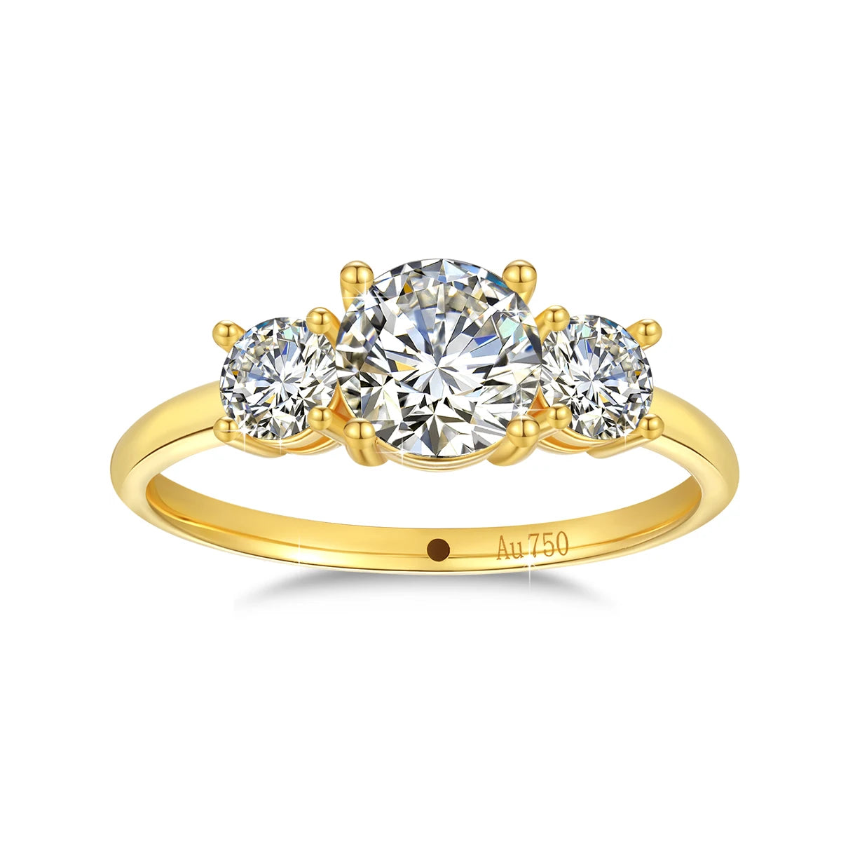 3 Stone Moissanite Ring -18k Gold