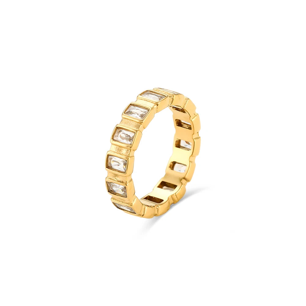 18K Gold Plated Minimalist Square Zircon Ring