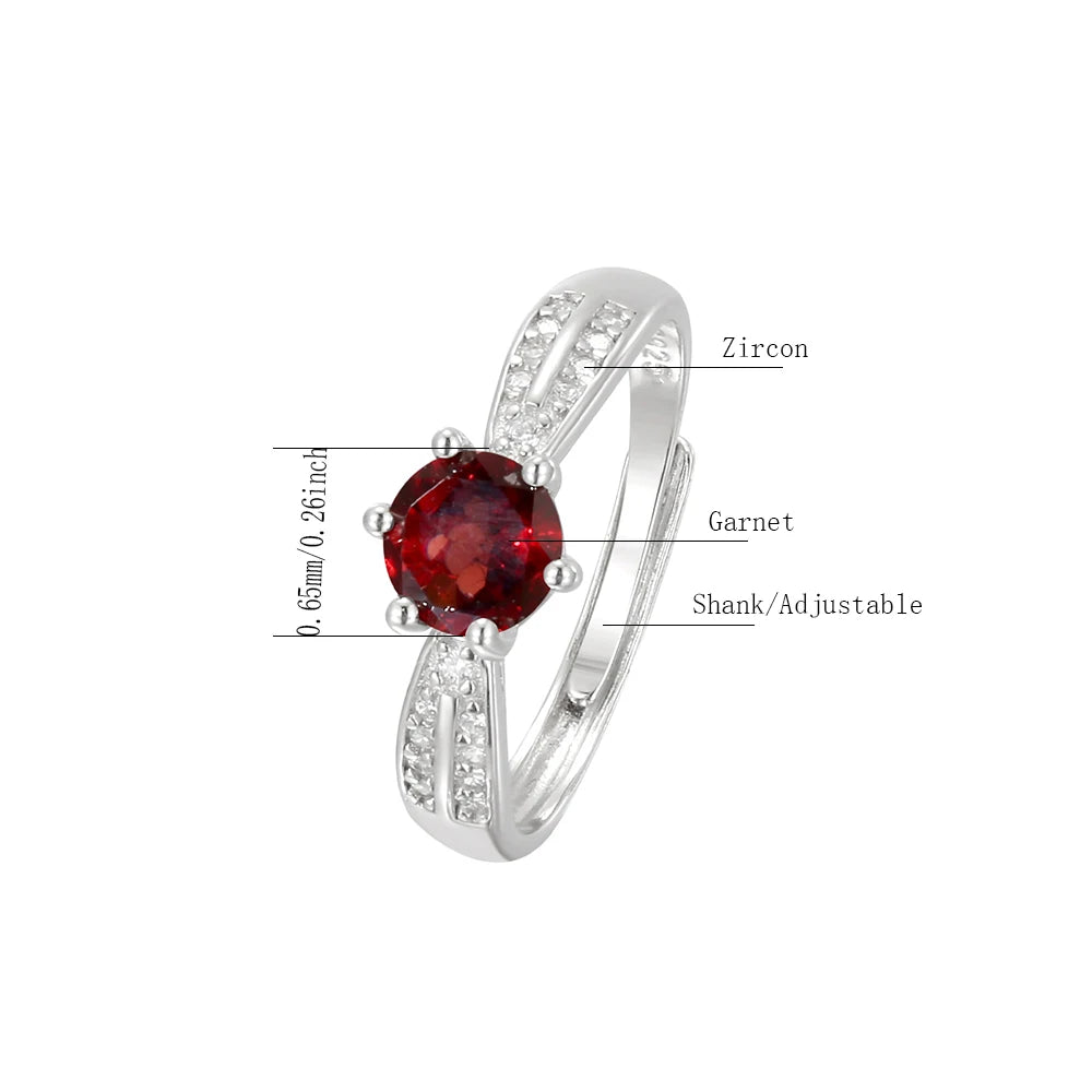 1Ct Natural Garnet Ring