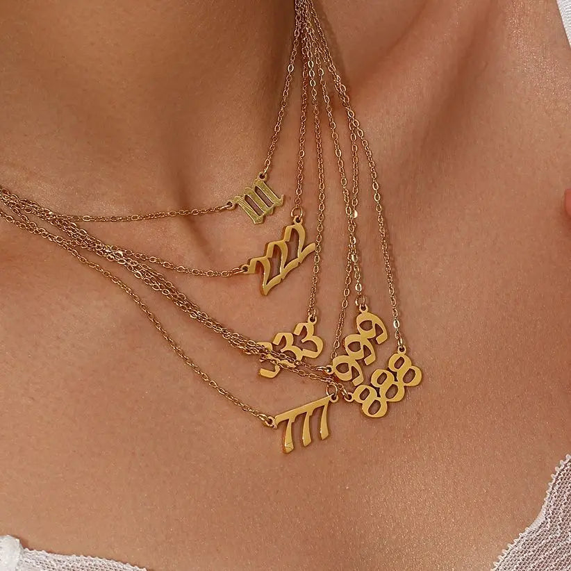 Gold Plated Angel Number Necklace