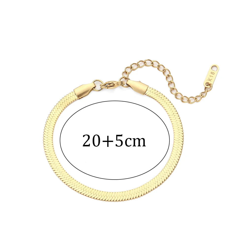 Gold Plated Herringbone Chain Necklace & Bracelet Set