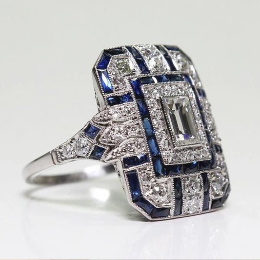 Vintage Inspired Zircon Sapphire Ring