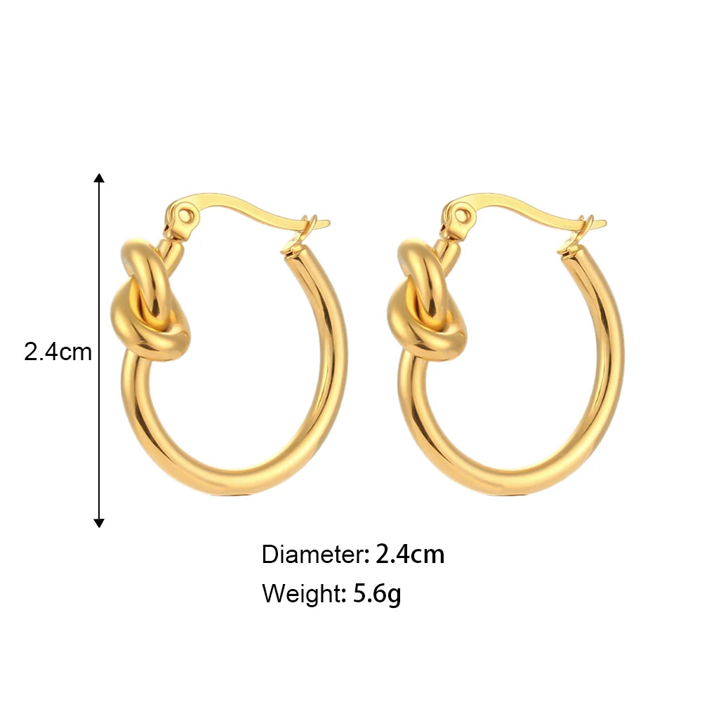 18K Gold Plated Knot Hoop Earring