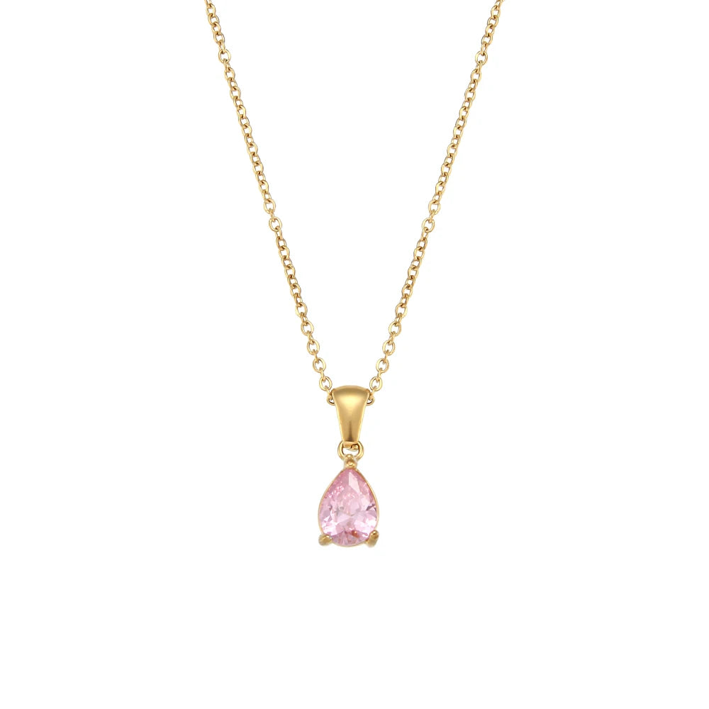 Gold Plated Crystal Pendant Necklace