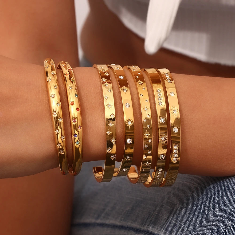 18K Gold Plated Zircon Bangles