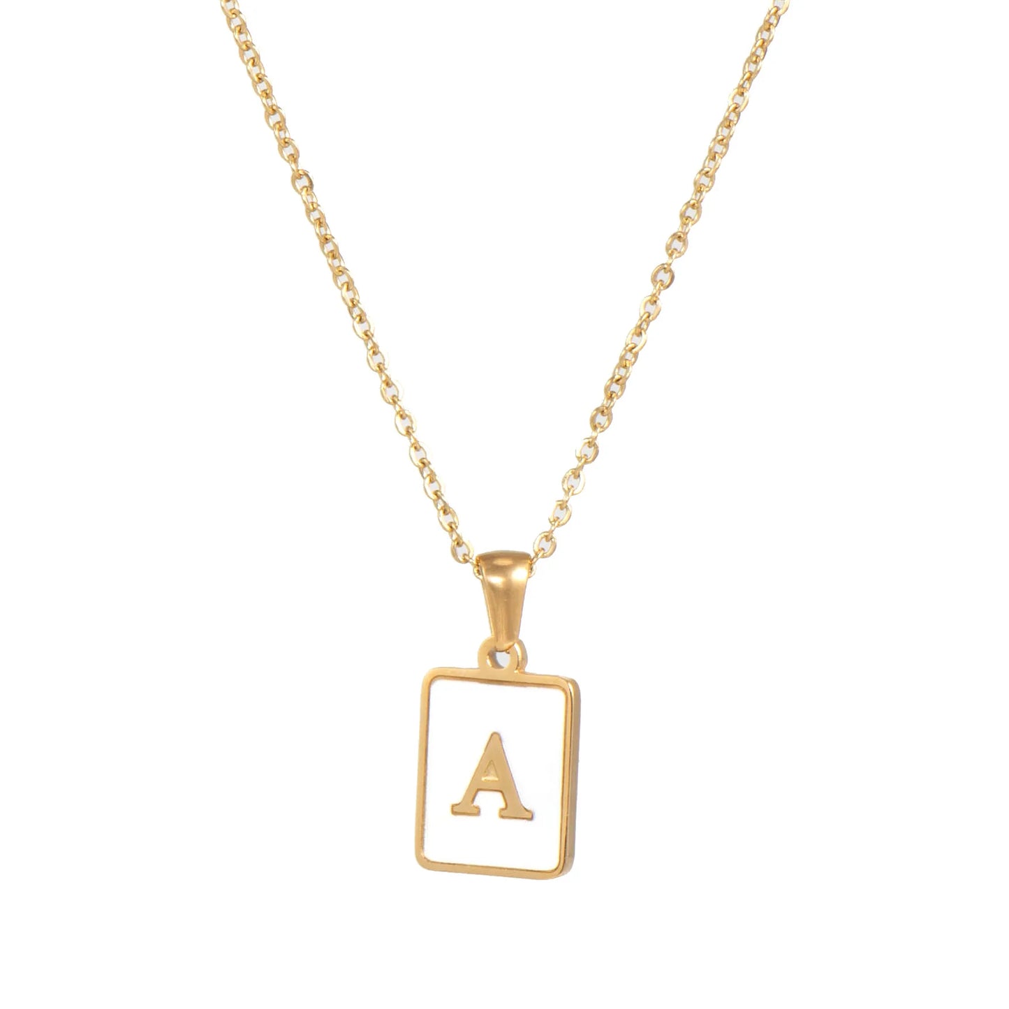 Mother of Pearl Shell and Gold Plated Initial Necklace