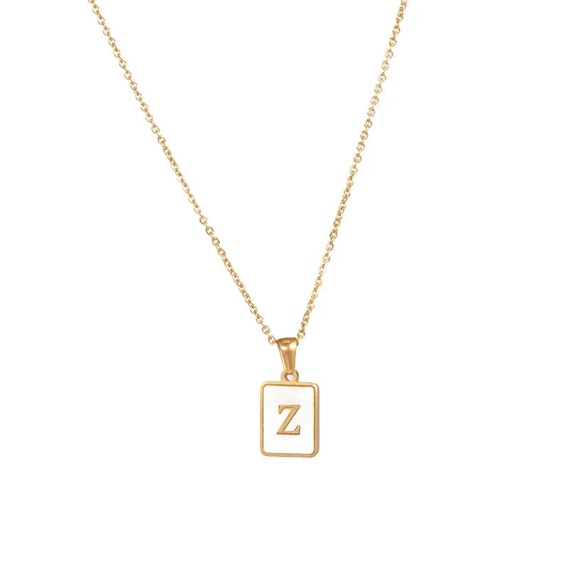 Mother of Pearl Shell and Gold Plated Initial Necklace