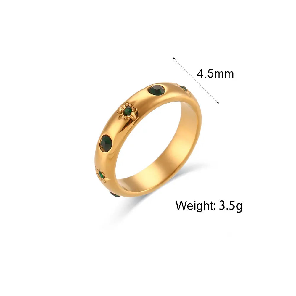 18K Gold Plated Rings Green Zircon Pearl Ring - Crystal, Green Crystal, or Pearl