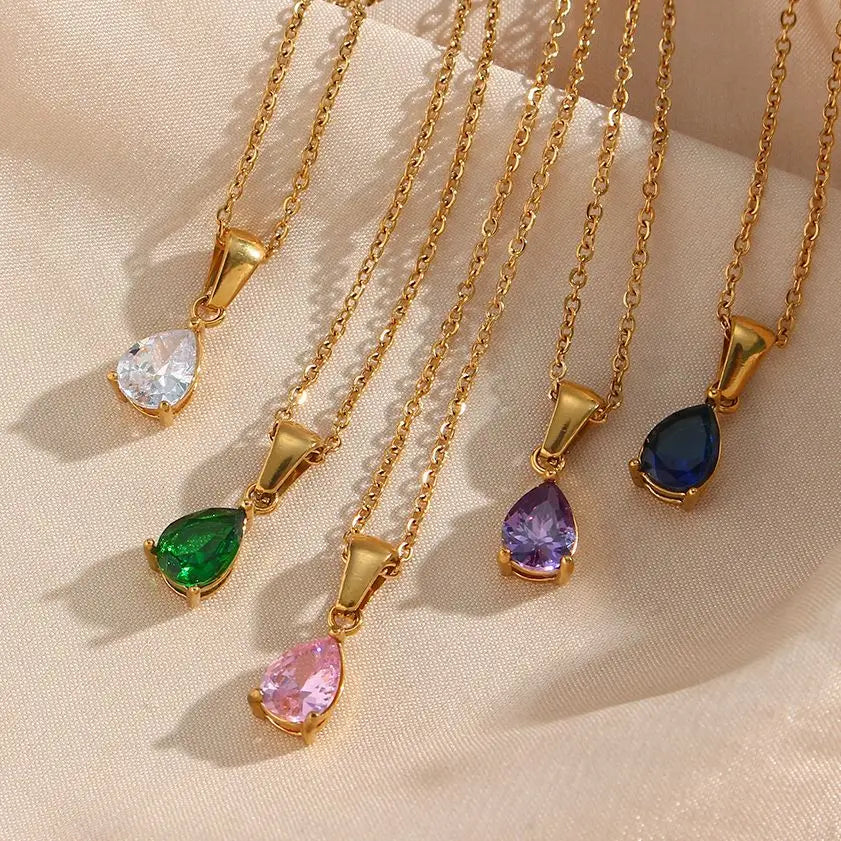 Gold Plated Crystal Pendant Necklace