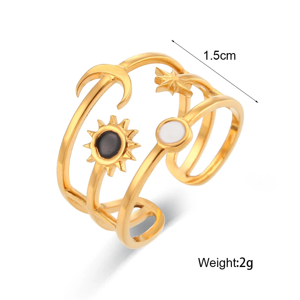 Gold-Plated Enamel Adjustable Statement Ring