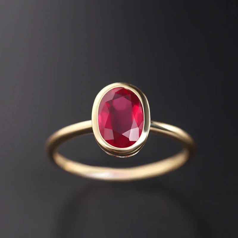 Zircon Oval Ruby Ring