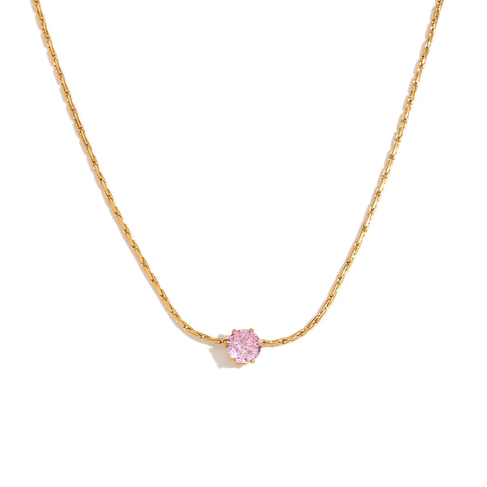 18K Gold Plated Mini Zircon Pendant Necklace