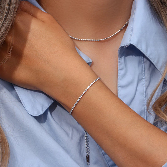 Zircon Tennis Necklace and Bracelet Set