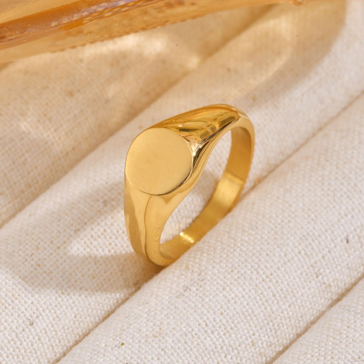 18K Gold Plated Engravable Signet Ring