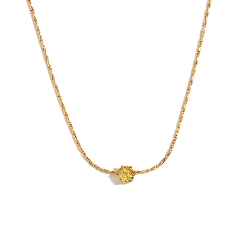 18K Gold Plated Mini Zircon Pendant Necklace