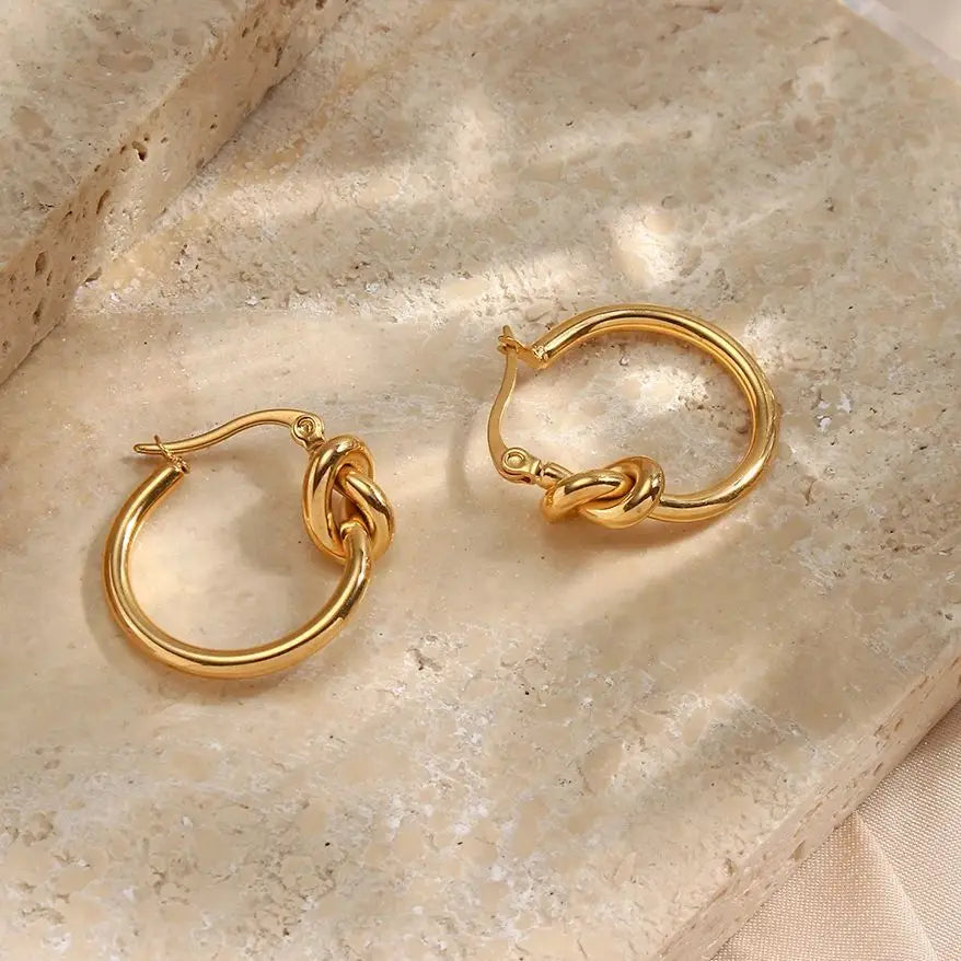 18K Gold Plated Knot Hoop Earring