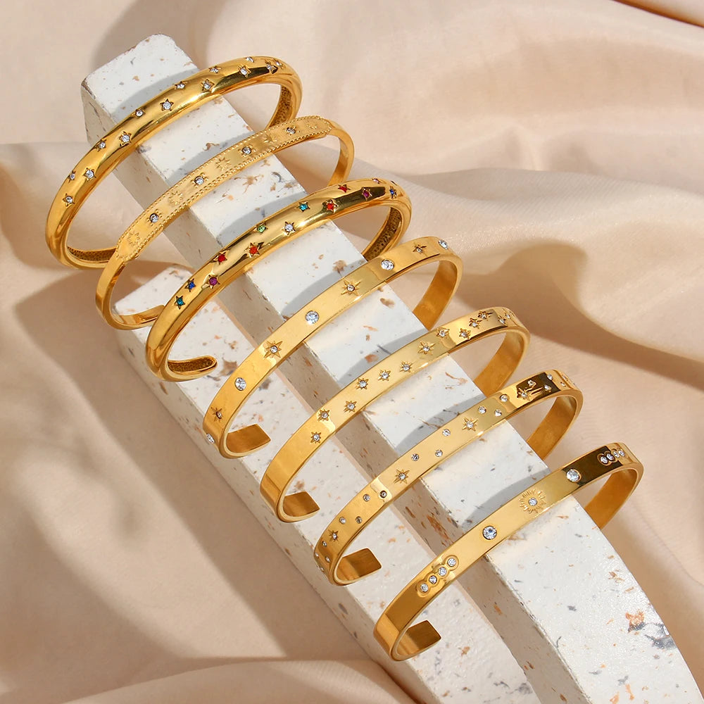 18K Gold Plated Zircon Bangles