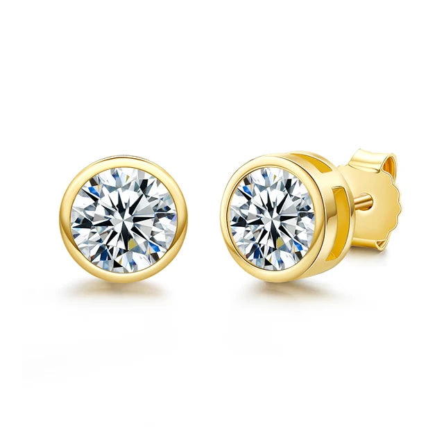 Bezel 0.5 Carat D Color Moissanite Diamond Stud Earrings