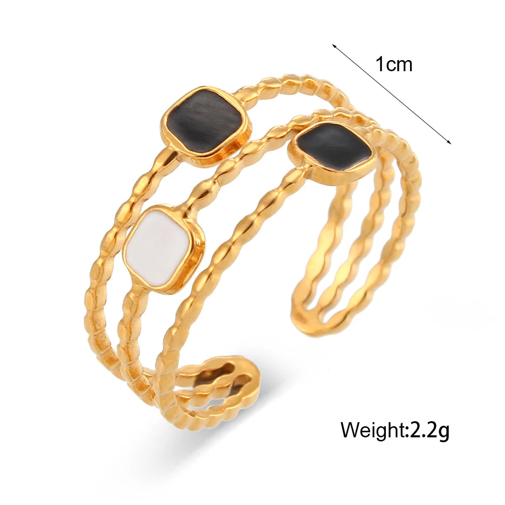 Gold-Plated Enamel Adjustable Statement Ring