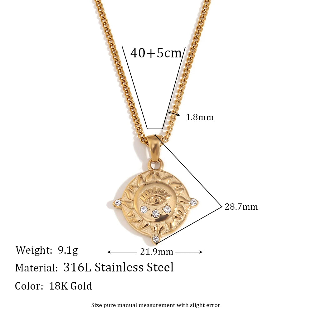 18K Gold Plated Circular Tarot Card Necklace