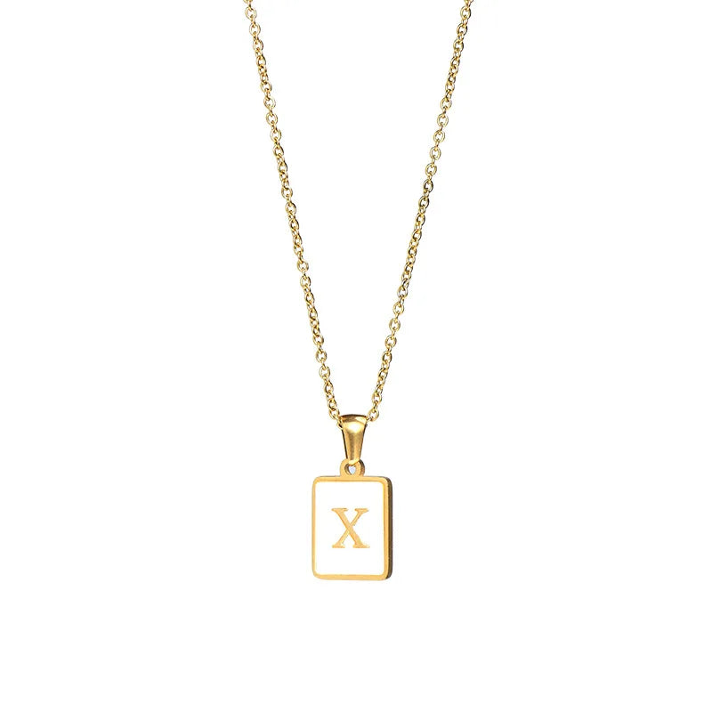 Mother of Pearl Shell and Gold Plated Initial Necklace