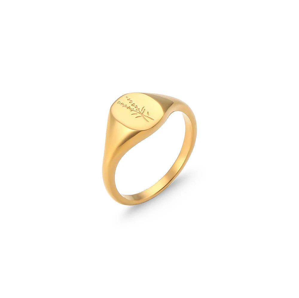 18k Gold Plated Flower Signet Ring