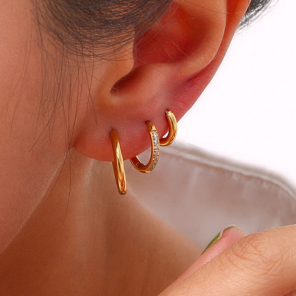 Gold Plated Small Hoop Huggies Earrings