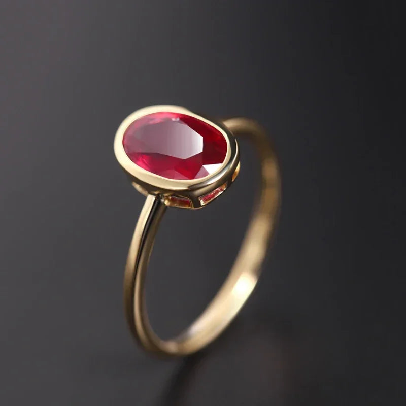 Zircon Oval Ruby Ring