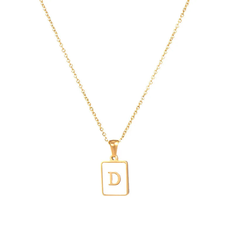 Mother of Pearl Shell and Gold Plated Initial Necklace