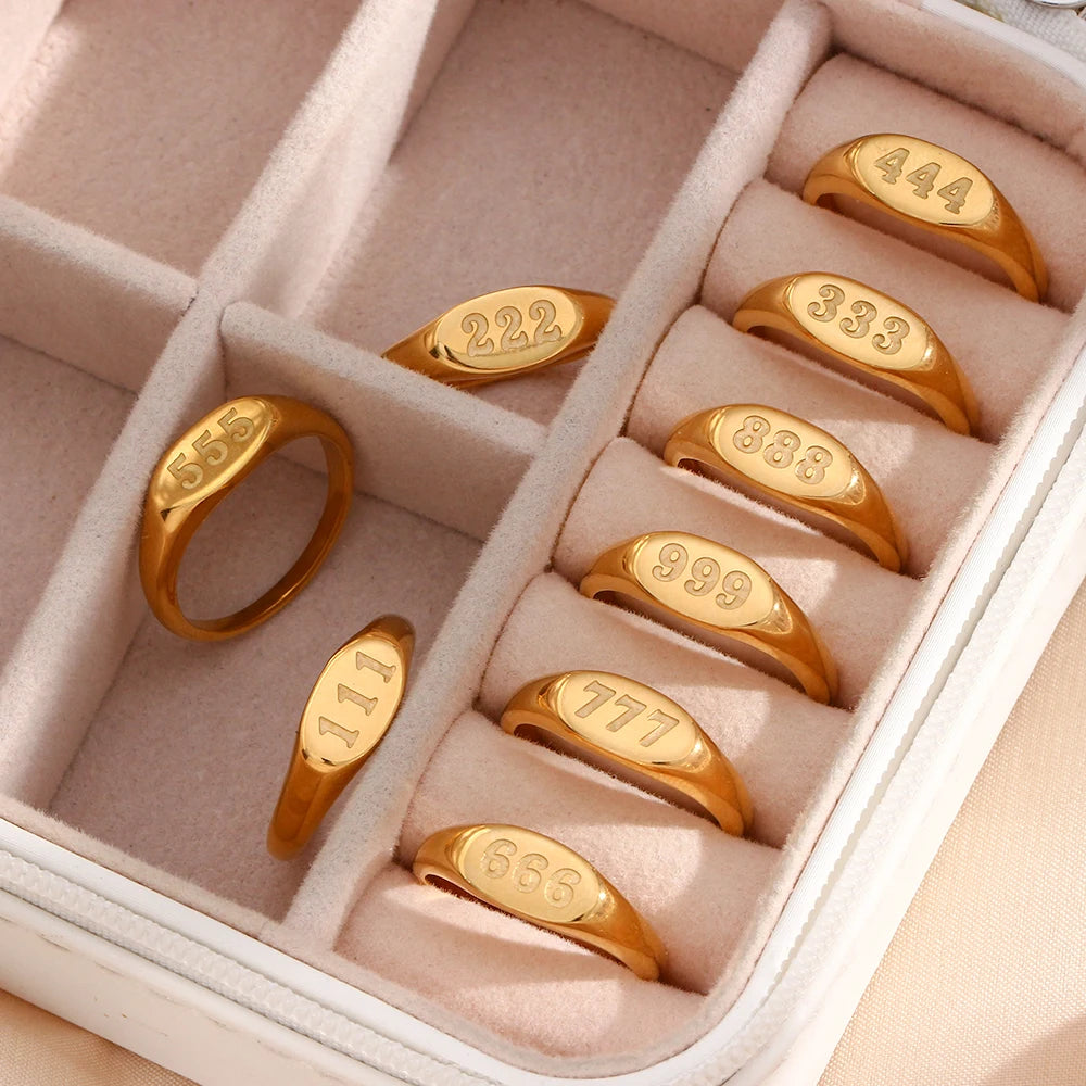 18K Gold Plated Angel Number Rings