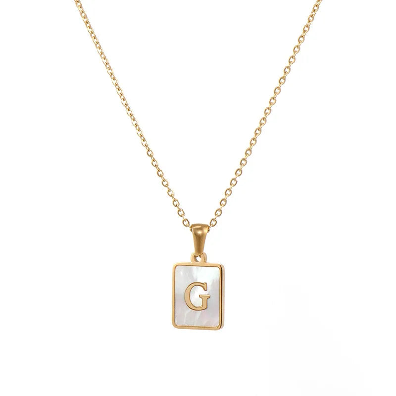 Mother of Pearl Shell and Gold Plated Initial Necklace