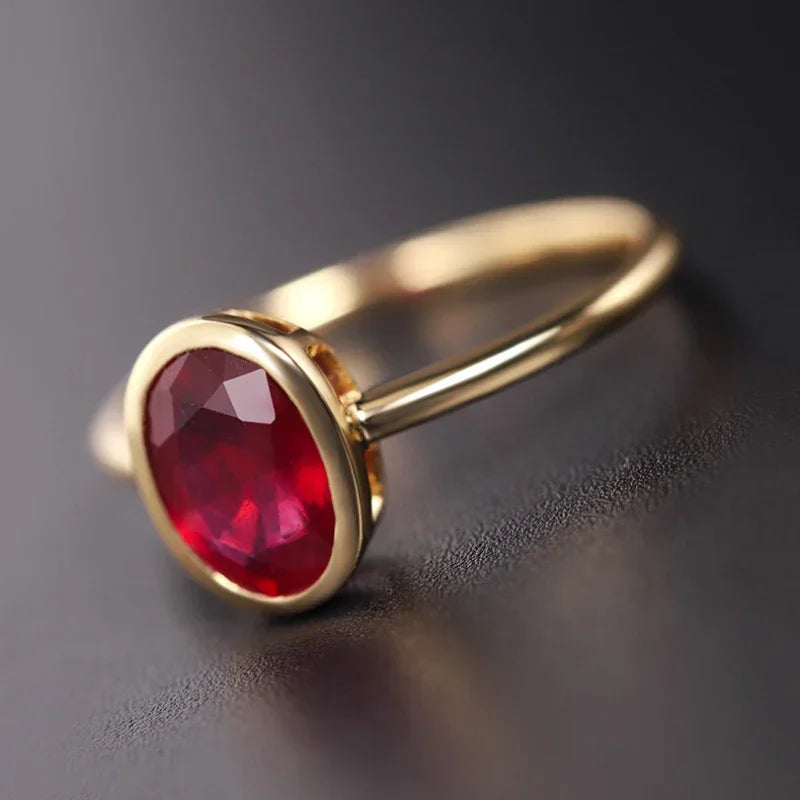 Zircon Oval Ruby Ring