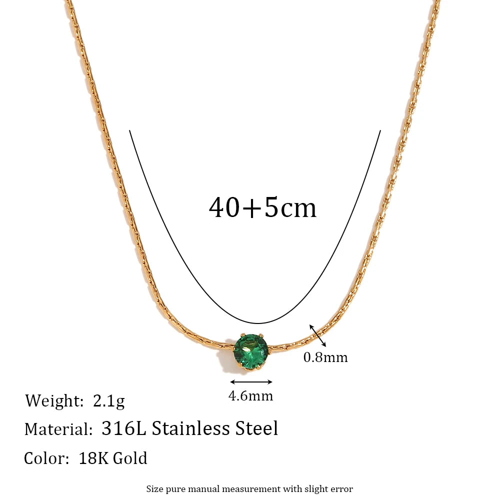 18K Gold Plated Mini Zircon Pendant Necklace