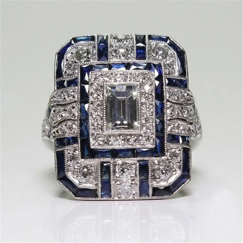 Vintage Inspired Zircon Sapphire Ring