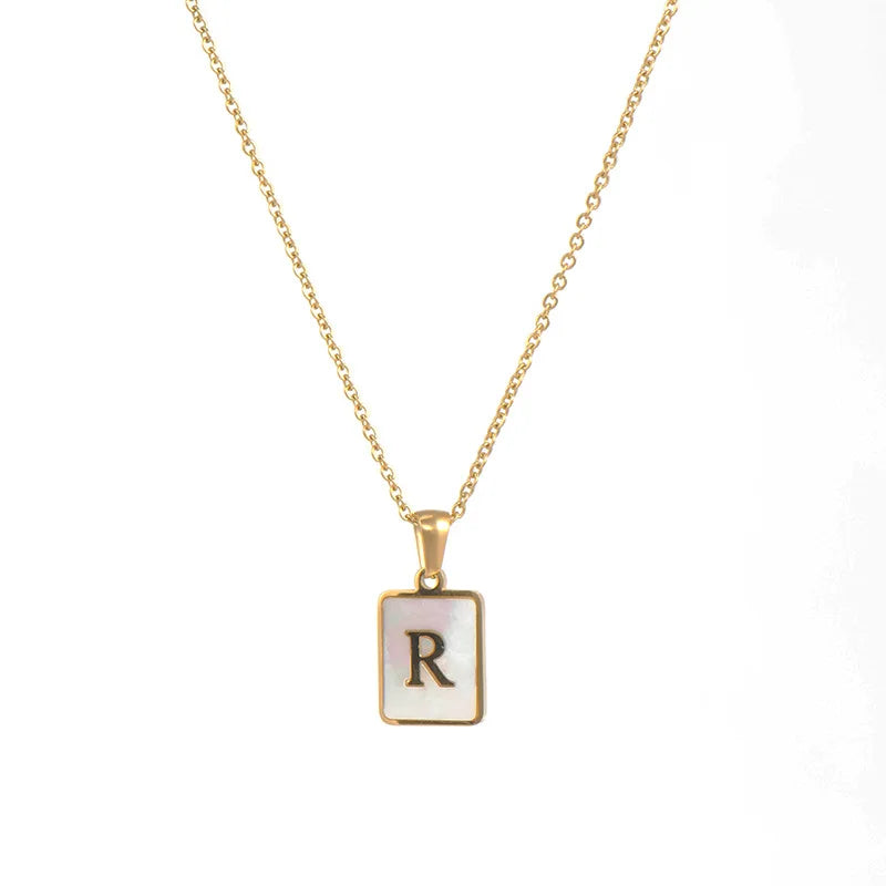 Mother of Pearl Shell and Gold Plated Initial Necklace