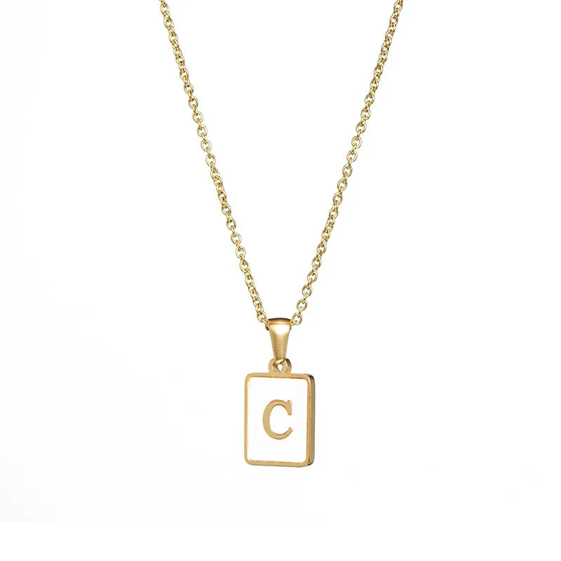 Mother of Pearl Shell and Gold Plated Initial Necklace