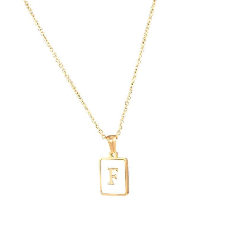 Mother of Pearl Shell and Gold Plated Initial Necklace