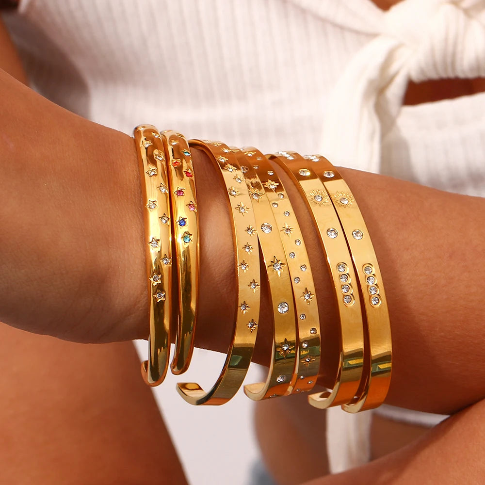 18K Gold Plated Zircon Bangles