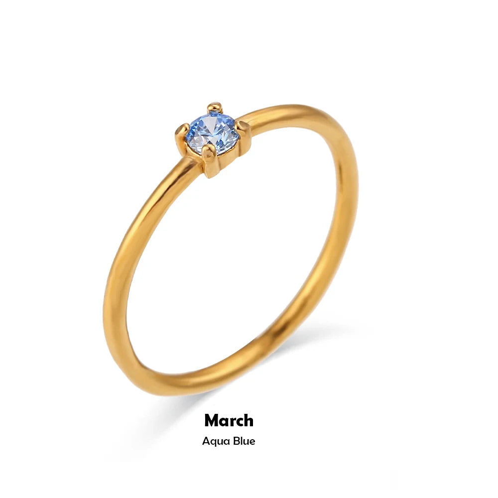 Gold Plated CZ Birthstone Rings